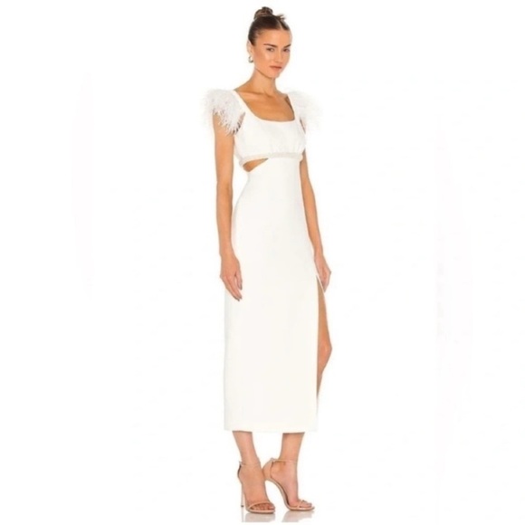 Likely Taliah Feather Midi Gown White - Picture 2 of 14